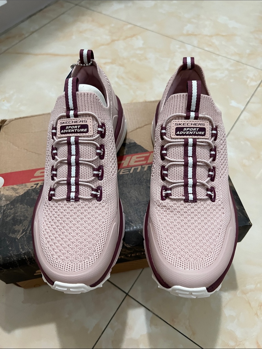 Skechers Sport Adventure Women's Slip-On Sneakers - Blush Pink & Maroon